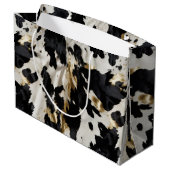 白黒金ゴールド女性のカーボーイ牛皮 ラージペーパーバッグ (裏面アングル)