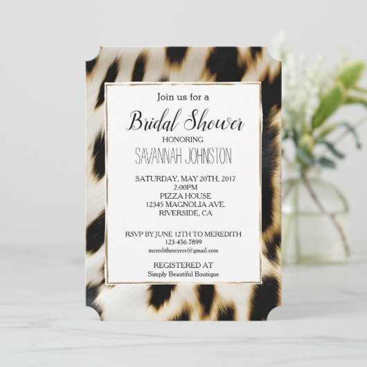 白黒金ゴールド女性のカーボーイ牛皮 招待状 (スタンド正面)