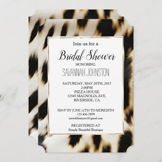 白黒金ゴールド女性のカーボーイ牛皮 招待状 (正面/裏面)