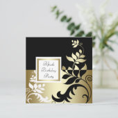 白黒金ゴールド女性50th誕生日パーティー 招待状 (スタンド正面)