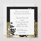 白黒金ゴールド女性50th誕生日パーティー 招待状 (裏面)