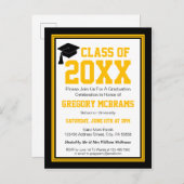 白黒金ゴールド学級卒業 インビテーションポストカード (正面/裏面)