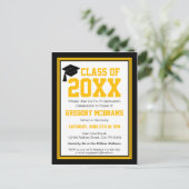 白黒金ゴールド学級卒業 インビテーションポストカード (スタンド正面)