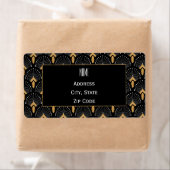 白黒金ゴールド扇のアールデコ ラベル (インサイチュ)