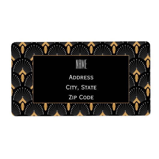 白黒金ゴールド扇のアールデコ ラベル (正面)