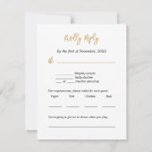 白黒金ゴールド抽象芸術ボタニカルRSVPカード 招待状 (裏面)