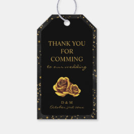 白黒金ゴールド星ゴシックパターン ギフトタグ