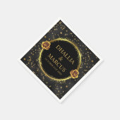 白黒金ゴールド星ゴシックパターン スタンダードカクテルナプキン (角)