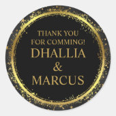 白黒金ゴールド星ゴシックパターン ラウンドシール (正面)