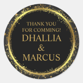 白黒金ゴールド星ゴシックパターン ラウンドシール