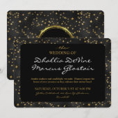 白黒金ゴールド星ゴシックパターン 招待状 (正面/裏面)