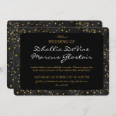 白黒金ゴールド星ゴシックパターン 招待状 (正面/裏面)