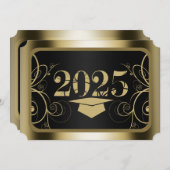 白黒金ゴールド枠卒業パーティー 招待状 (正面/裏面)