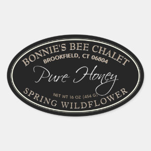 白黒金ゴールド楕円形ハニーラベル白縁ど 楕円形シール