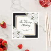 白黒金ゴールド水カラーフローラメモリ葬儀 スタンダードカクテルナプキン (インサイチュ)