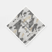 白黒金ゴールド牛アニマルプリントスパークル誕生日 スタンダードランチョンナプキン (角)