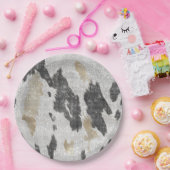 白黒金ゴールド牛アニマルプリントスパークル誕生日 ペーパープレート (パーティー)