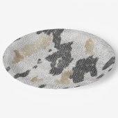 白黒金ゴールド牛アニマルプリントスパークル誕生日 ペーパープレート (アングル)