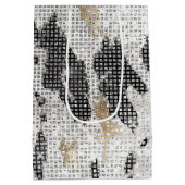 白黒金ゴールド牛アニマルプリントスパークル誕生日 ミディアムペーパーバッグ (裏面)