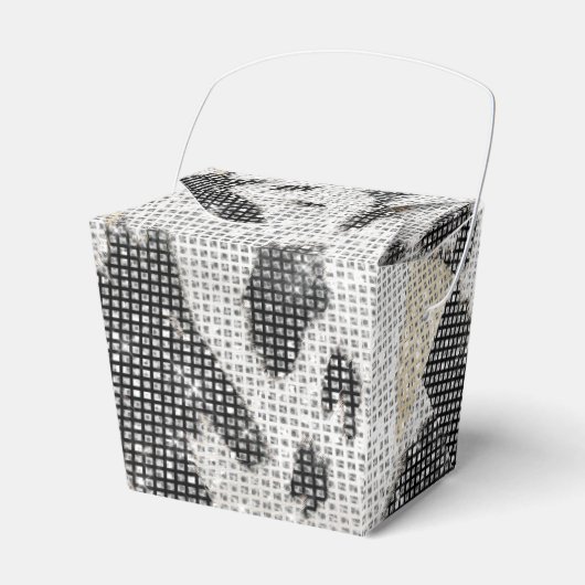 白黒金ゴールド牛アニマルプリントスパークル フェイバーボックス (正面サイド)