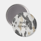 白黒金ゴールド牛アニマルプリントスパークル マグネット (正面/裏面)