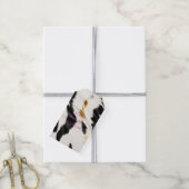 白黒金ゴールド牛革誕生日 ギフトタグ (より糸付き)