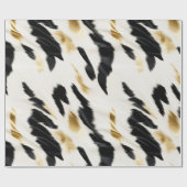 白黒金ゴールド牛革誕生日 ラッピングペーパー (フラット)