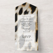 白黒金ゴールド牛革 オールインワン招待状 (内側)