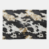 白黒金ゴールド牛革 キッチンタオル (横)