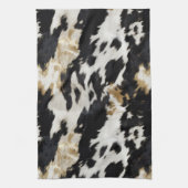 白黒金ゴールド牛革 キッチンタオル (縦)