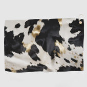 白黒金ゴールド牛革 ゴルフタオル (横)