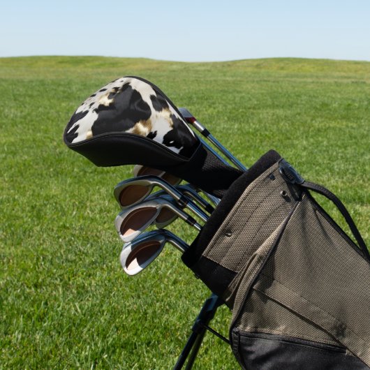 白黒金ゴールド牛革 ゴルフヘッドカバー (インサイチュ)