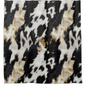 白黒金ゴールド牛革 シャワーカーテン (正面)