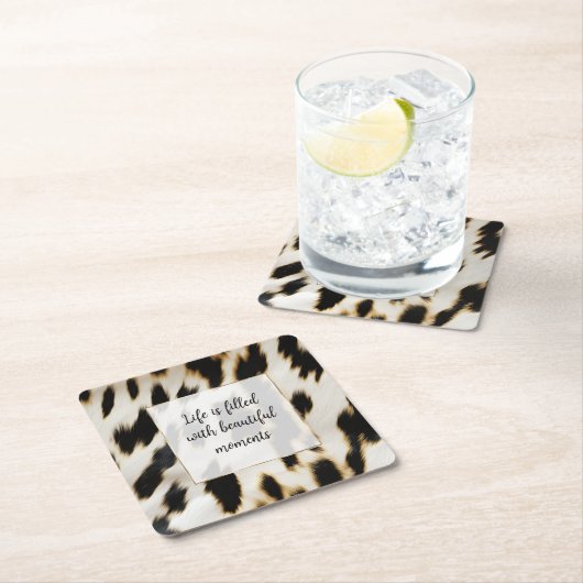 白黒金ゴールド牛革 スクエアペーパーコースター (インサイチュ)