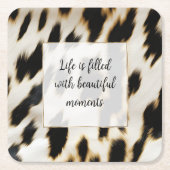 白黒金ゴールド牛革 スクエアペーパーコースター (正面)