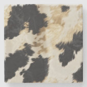 白黒金ゴールド牛革 ストーンコースター (正面)