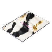 白黒金ゴールド牛革 ノートブック (左側)