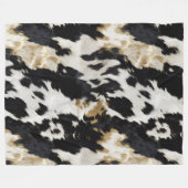 白黒金ゴールド牛革 フリースブランケット (正面(横))