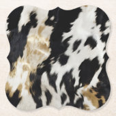 白黒金ゴールド牛革 ペーパーコースター (正面)