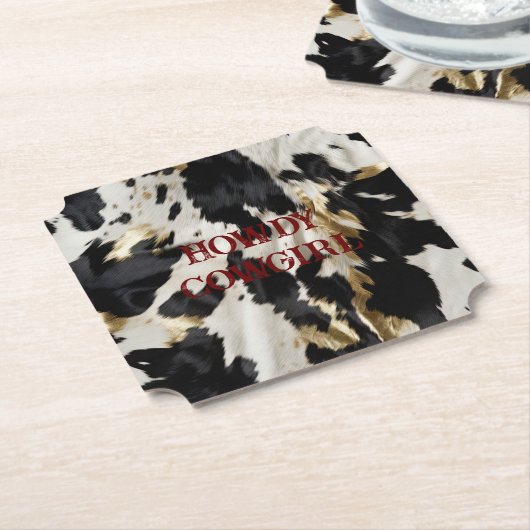 白黒金ゴールド牛革 ペーパーコースター (アングル)