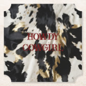 白黒金ゴールド牛革 ペーパーコースター (正面)