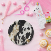 白黒金ゴールド牛革 ペーパープレート (パーティー)