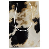 白黒金ゴールド牛革 ミディアムペーパーバッグ (正面)