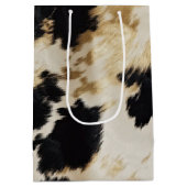 白黒金ゴールド牛革 ミディアムペーパーバッグ (裏面)