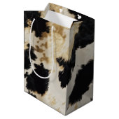 白黒金ゴールド牛革 ミディアムペーパーバッグ (裏面アングル)