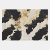 白黒金ゴールド牛革 ラッピングペーパーシート (正面)