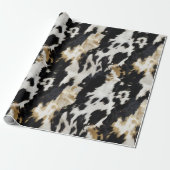 白黒金ゴールド牛革 ラッピングペーパー (アンロールド)