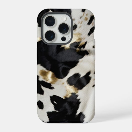 白黒金ゴールド牛革 iPhoneケース (裏面)