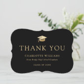 白黒金ゴールド目盛りモダン帽 サンキューカード (スタンド正面)