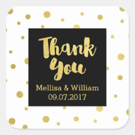 白黒金ゴールド紙吹雪結婚式の引き出物ラベル スクエアシール
